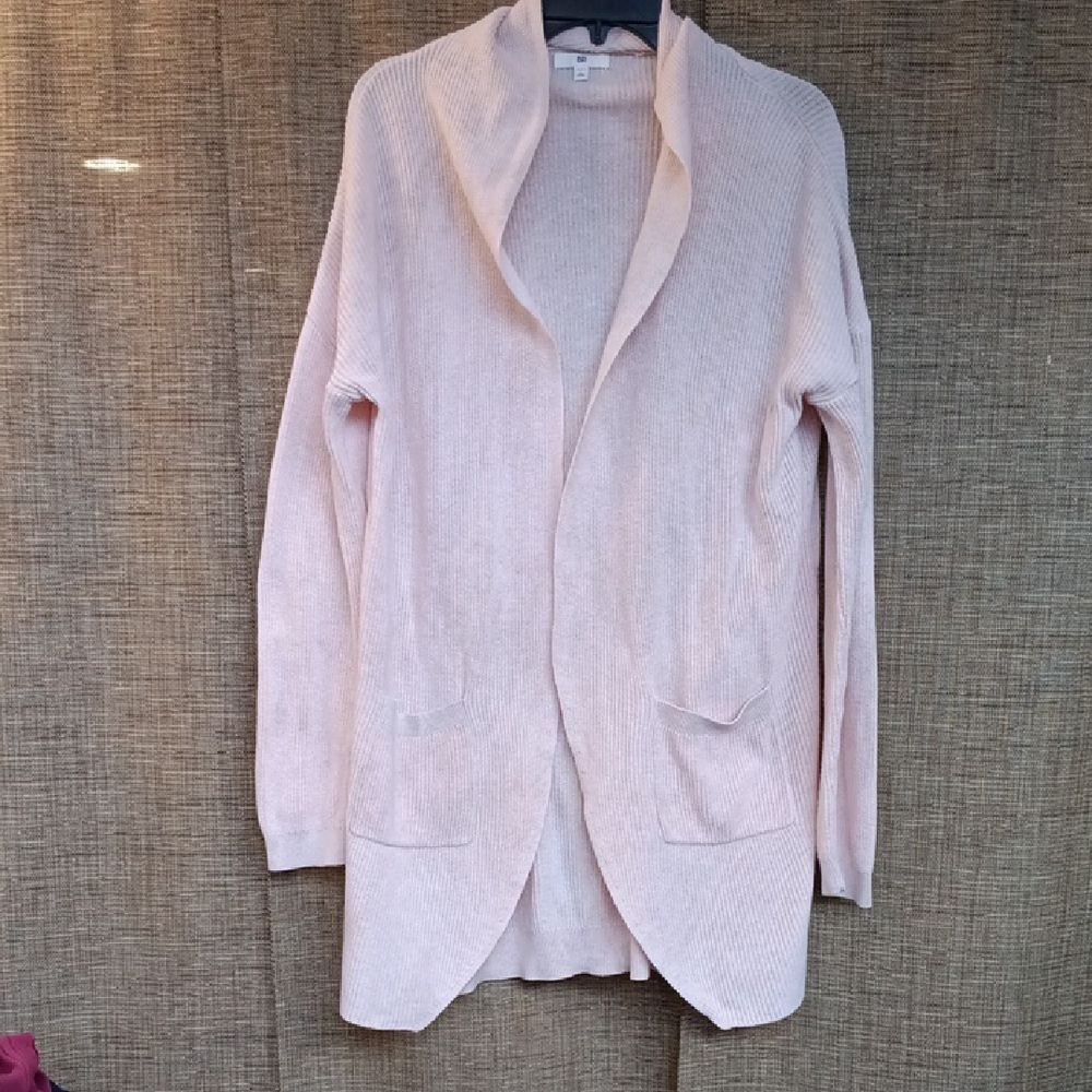 BP Knit Cotton Long Cardigan Sweater Color Variegated Cream